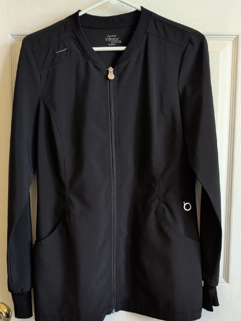 Cherokee Infinity Black Zip Scrub Jacket